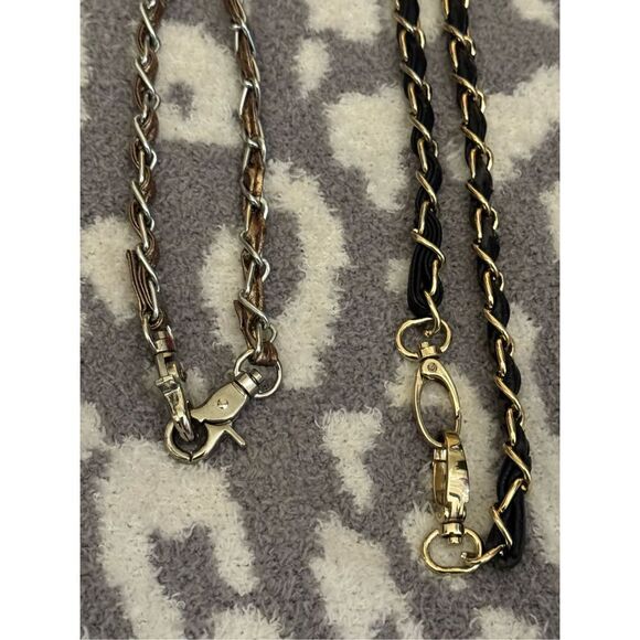 2x chain & faux leather silver/gold bronze black straps belts - Picture 1 of 2